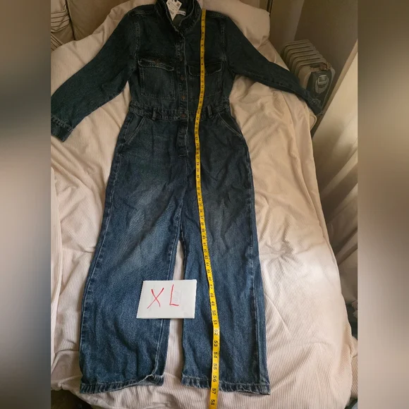 Zara Z1975 FRONT POCKETS DENIM JUMPSUIT Sz XL BNWT - Picture 11 of 11